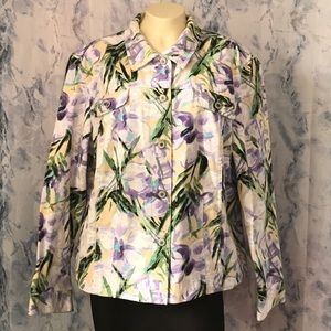 JM Collection floral button down jacket denim quality 100% Cotton